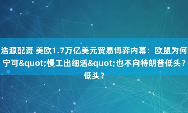 浩源配资 美欧1.7万亿美元贸易博弈内幕：欧盟为何宁可"慢工出细活"也不向特朗普低头？
