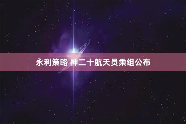 永利策略 神二十航天员乘组公布
